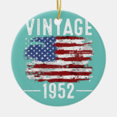 70誕生日アメリカ国旗ヴィンテージアメリカ国旗1952 セラミックオーナメント (正面)