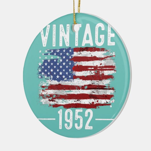 70誕生日アメリカ国旗ヴィンテージアメリカ国旗1952 セラミックオーナメント (左)