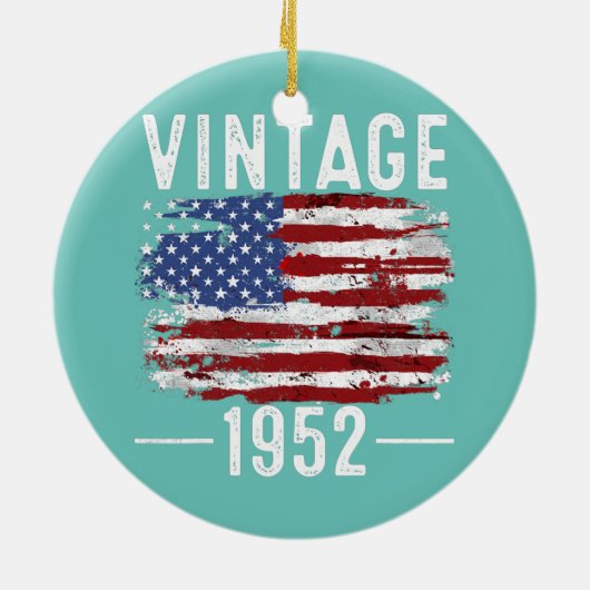 70誕生日アメリカ国旗ヴィンテージアメリカ国旗1952 セラミックオーナメント (裏面)