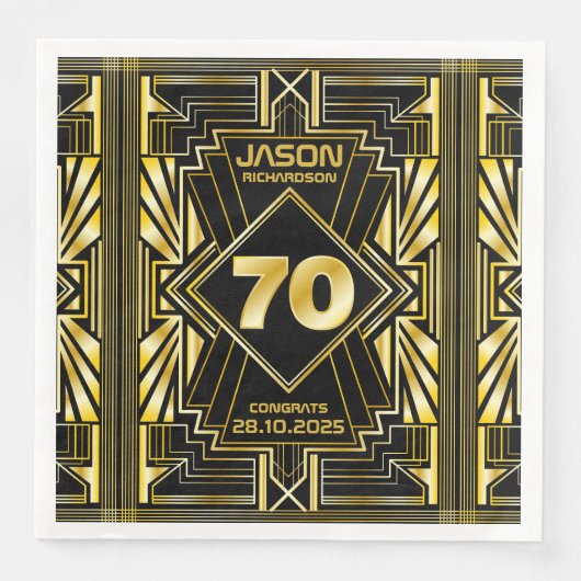 70誕生日アールデコ金ゴールドブラック素晴らしギャツビー (正面)