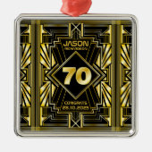 70誕生日アールデコ金ゴールドブラック素晴らしギャツビー メタルオーナメント (正面)