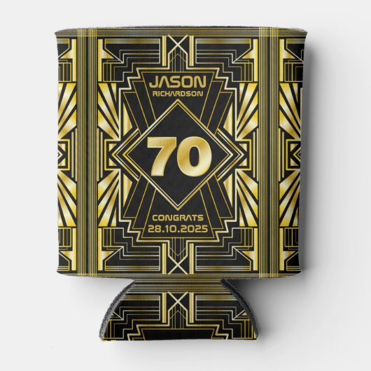 70誕生日アールデコ金ゴールドブラック素晴らしギャツビー 缶クーラー (正面)