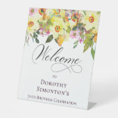 70誕生日イエローダッフォディルワイルドフラワーウェルカム 台座サイン (正面)