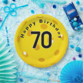 70誕生日イエローピックボール ペーパープレート (パーティー)