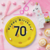 70誕生日イエローピックボール ペーパープレート (パーティー)