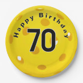 70誕生日イエローピックボール ペーパープレート (正面)