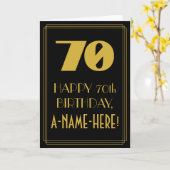 70誕生日インスパイア～アールデコ70"の外観と名前 カード (黄色い花)