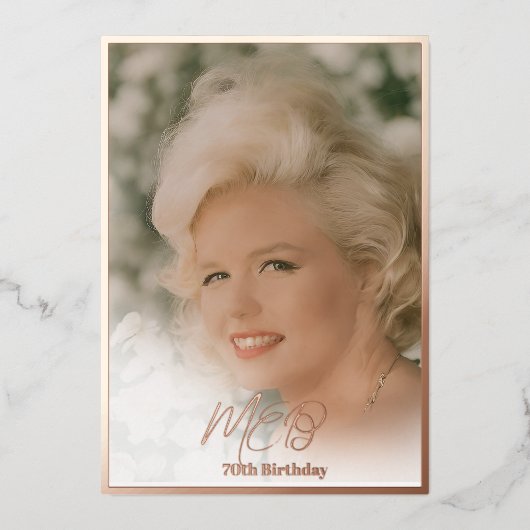 70誕生日エレガントモノグラム誕生日 箔招待状 (正面)