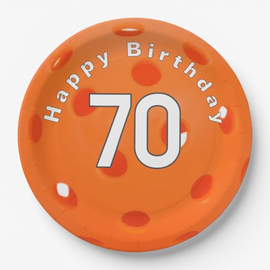 70誕生日オレンジピックボール ペーパープレート (正面)