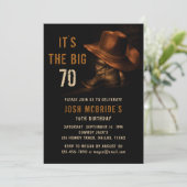 70誕生日カウボーイ素朴カントリーハットブーツ 招待状 (スタンド正面)