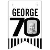 70誕生日カスタムフォト白黒 バンティングフラッグ (第1の旗)