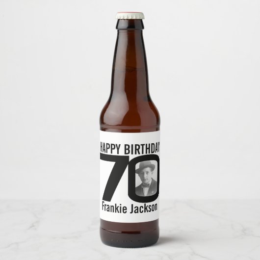 70誕生日カスタム写真名ラベル ビールラベル (正面)