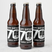 70誕生日カスタム写真名白黒 ビールラベル (ボトル)