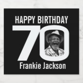 70誕生日カスタム写真名白黒 ビールラベル (シングルラベル)