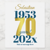 70誕生日カスタム日 ワインラベル (シングルラベル)