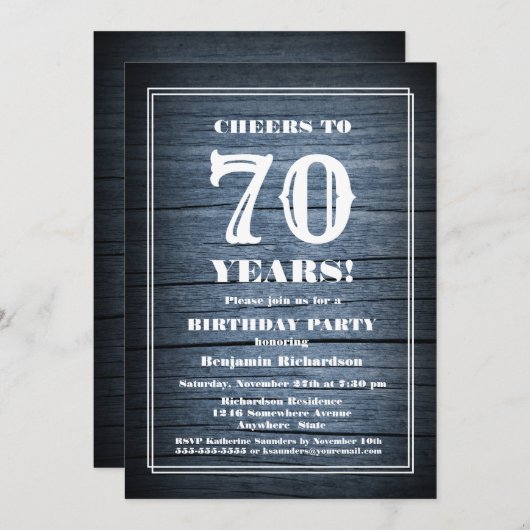 70誕生日カントリーウッドパーティー 招待状 (正面/裏面)