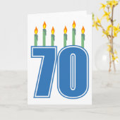 70誕生日キャンドル（青/緑） カード (黄色い花)