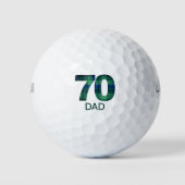 70誕生日ギフトパパ- Blue Green Plaid 70 ゴルフボール (正面)