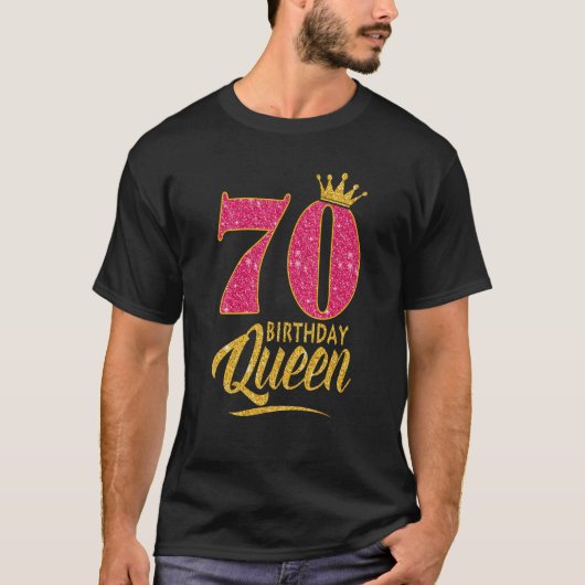 70誕生日クイーン70歳ガールクラウンピンク Tシャツ (正面)
