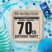 70誕生日クラシックヴィンテージオールド新聞カスタム ペーパープレート (パーティー)