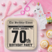 70誕生日クラシックヴィンテージオールド新聞カスタム ペーパープレート (パーティー)