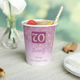 70誕生日クラスフォリングバラ金ゴールドグリッター 紙コップ