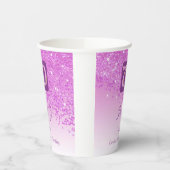 70誕生日クラッシーフォールピンクグリッター 紙コップ (左)