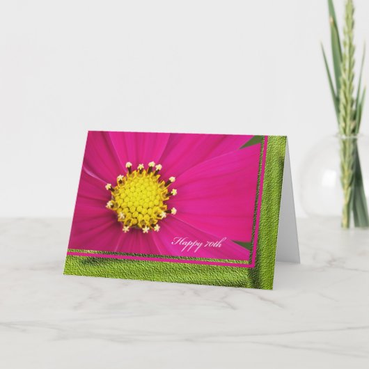 70誕生日グリーティングカード – Pink Cosmos カード (正面)