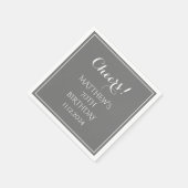 70誕生日グレーエレガントスクリプトモダン応援 スタンダードカクテルナプキン (角)