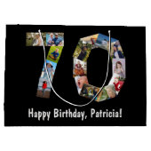 70誕生日コラージュ15枚写真番号70ページ ラージペーパーバッグ (裏面)