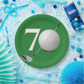 70誕生日ゴルフボール&クラブオングリーン ペーパープレート (パーティー)