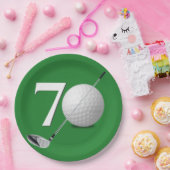 70誕生日ゴルフボール&クラブオングリーン ペーパープレート (パーティー)