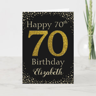 70誕生日ゴールデングリッターカード カード