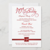 70誕生日サプライズパーティの招待状-赤 招待状 (裏面)