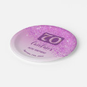 70誕生日シック落ちるピンクグリッター ペーパープレート (アングル)