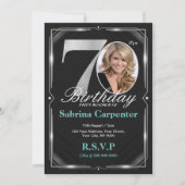 70誕生日シルバーとブラック招待状 招待状 (正面)