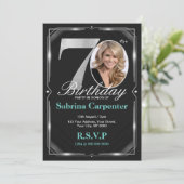 70誕生日シルバーとブラック招待状 招待状 (スタンド正面)
