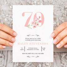 70誕生日シンプルピンク&ホワイトフローラシック