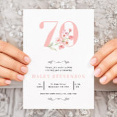 70誕生日シンプルピンク&ホワイトフローラシック 招待状