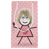 70誕生日スティックガールオン水玉模様 スモールペーパーバッグ (正面)