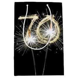 70誕生日スパーカーズオンブラック ミディアムペーパーバッグ