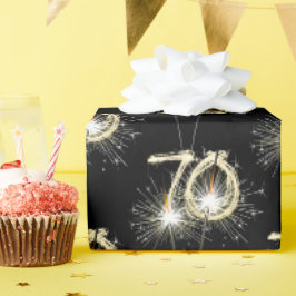 70誕生日スパーカーズオンブラック ラッピングペーパー