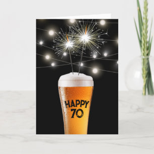 70誕生日スパーカー入りビアグラス カード