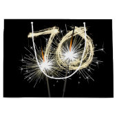 70誕生日スパークラーズオンブラックラージ抱き枕 ラージペーパーバッグ (正面)