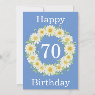 70誕生日デイジー水カラーフラットカード