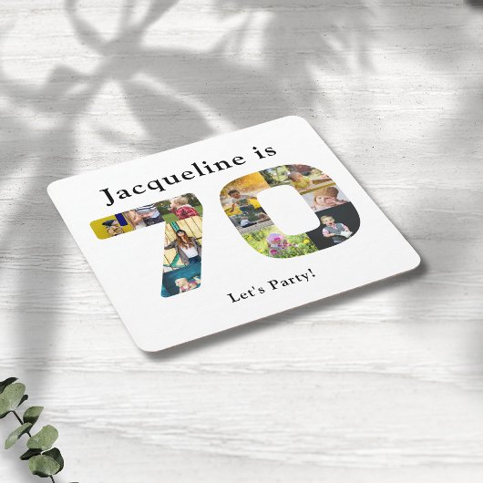 70誕生日デザインお客様の写真コラージュ スクエアペーパーコースター