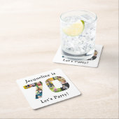 70誕生日デザインお客様の写真コラージュ スクエアペーパーコースター (インサイチュ)