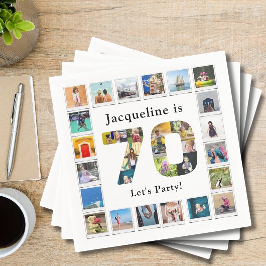 70誕生日デザインお客様の写真コラージュ スタンダードカクテルナプキン