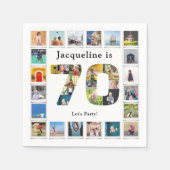 70誕生日デザインお客様の写真コラージュ スタンダードカクテルナプキン (正面)