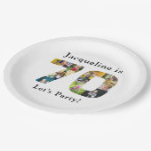 70誕生日デザインお客様の写真コラージュ ペーパープレート (アングル)